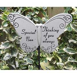 Memorial Butterfly Special Nan on Stick , Put By Grave Side