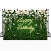 Riyidecor Happy Birthday Backdrop for Women Neon Flower Wall White
