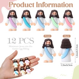 Bememo 12 Pcs Little Jesus Love You Figure Original Rubber Easter to Hide and Seek March for Jesus Religious Party Favors Sunday School Baptism Easter Gifts(Macaron Colors)
