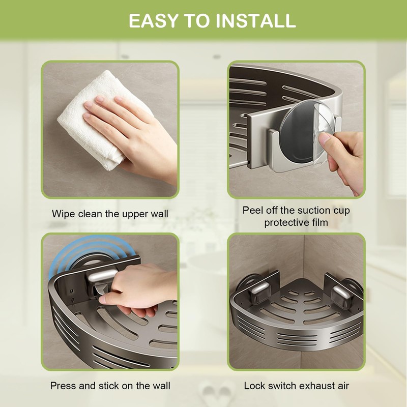 2 Shelf Corner Shower Caddy - Suction Cup, With Towel