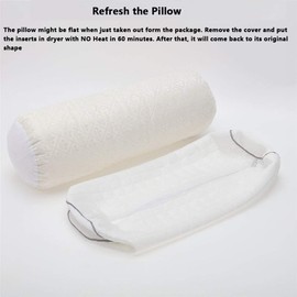 Kingnex Knee/Leg Roll Pillow for Sleeping - 20 x 8” - Shredded Latex Foam Filling - Removable Cooling Cover