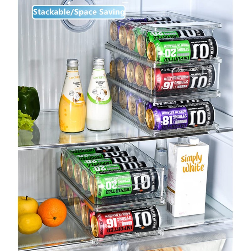 Xicennego 2-Tier Large Stackable Soda Can Organizer for Refrigerator -