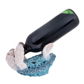 Decorative Sea Turtle Wine Bottle Holder, Beach House Decor (Aqua)