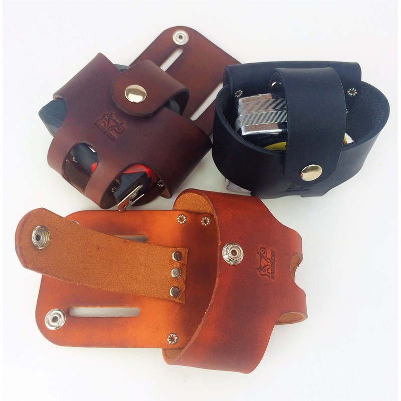 Basket Style Leather Tape Measure Holder by AP Saddlery (Dark