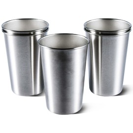 KISEER KISEER 5 Pack 16 Ounce Stainless Steel Pint Cups Shatterproof Cup Tumblers Unbreakable Metal Drinking Glasses for Bar, Home, Restaurant