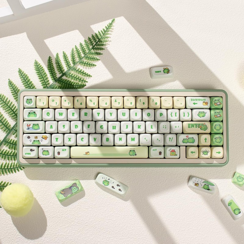 Sumgsn PBT Keycaps, Moa Profile Keycap, Cute Round Kawaii Keyboard