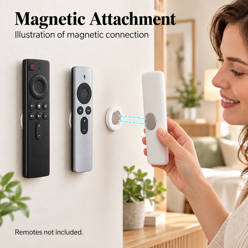3pcs No Drill Magnetic Remote Holder - Wall Mount for