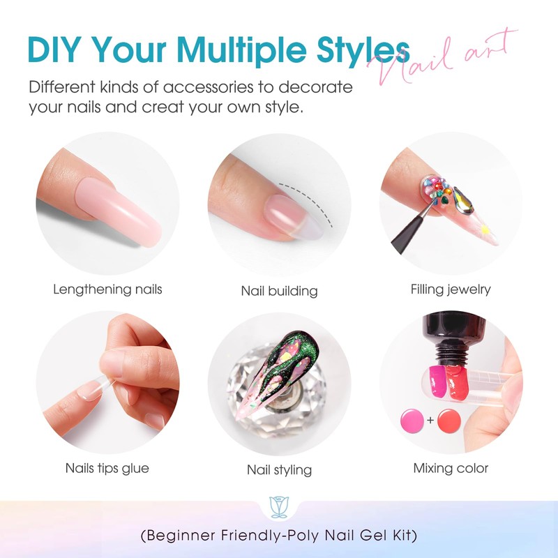 ROSALIND Poly Nail Gel Colors Kit -14 Colors +72 Nail