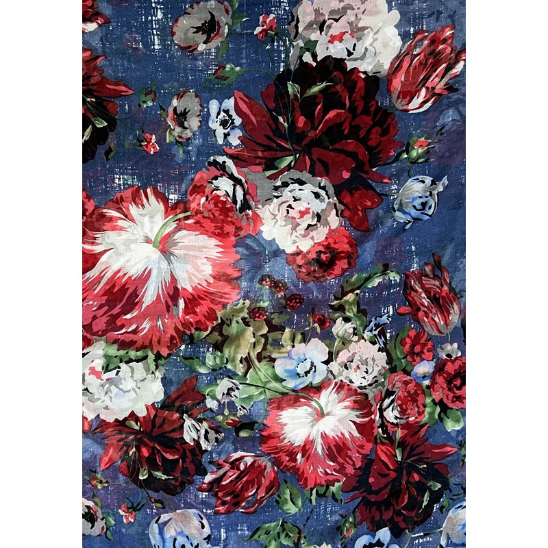 Lina & Lily Women's Scarf with Floral Pattern, A-Blue