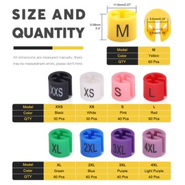 Mardatt 420Pcs Clothes Hanger Size Markers Color-Coding Garment Size Markers Tags Kit 9-Size from XXS to 4XL with Sturdy Storage Box