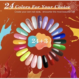 Ithky 27Pcs Set Soak Off UV Led Gel Nail Polish Kit With Base, Glossy & Matte Top Coat