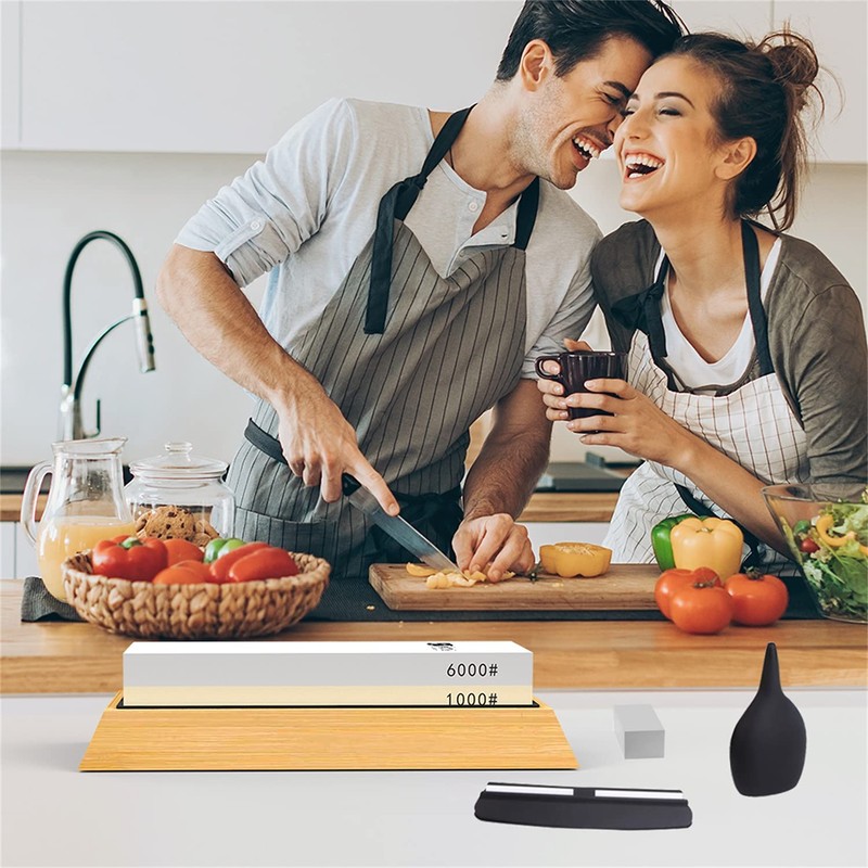 Knife Sharpening Stone 1000/6000 Grit 2 Side Combination Sharp Pebble