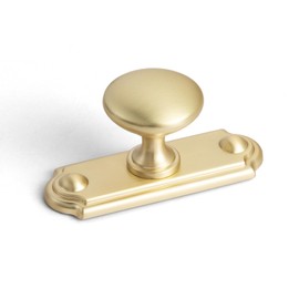 Goo-Ki 6 Pack Brushed Brass Cabinet Knobs with Backplate Zinc Alloy Kitchen Hardware - Modern Single Screw/Hole Drawer Pulls Cabinet Handles with Spacer