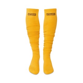 Battle Sports Long Scrunch Football Socks, Extra Long Padded Sport Socks for Men & Boys - Gold, Youth