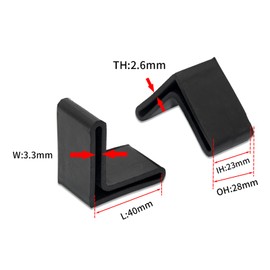 Flyshop Metal Porch Gliders L Shaped Durable Thick Rubber Angle Iron Foot Pads 4 Pcs, 1-9/16" x 1-9/16", 40mm x 40mm