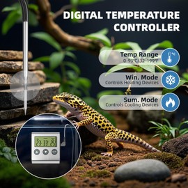 Wothfav Digital Temperature Controller with Waterproof Probe,Programmable Thermostat Outlet Plug, 2-Stage Outlet Thermostat Heating Cooling Modes, Digital Temperature Switch Controller ℃/℉ Display