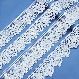 White Lace Trim for Sewing,4 Style 2.2"-2.8" Wide Different Vintage Floral Pattern Lace Ribbon,Hollow-Out Lace Edge Lace Fabric for DIY Crafts Home Decoration,2 Yard Each,8 Yards Total (Style1)