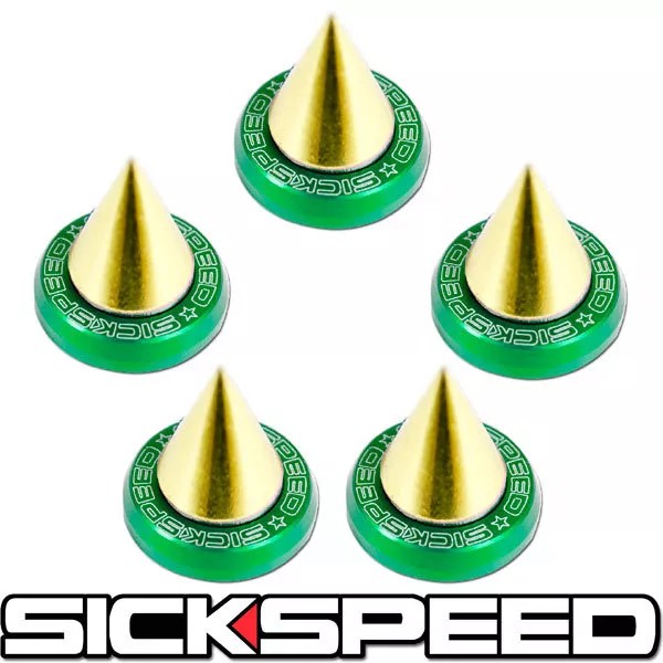 SICKSPEED JDM 2016 5 PC 24K GOLD SPIKED GREEN WASHER/BOLT