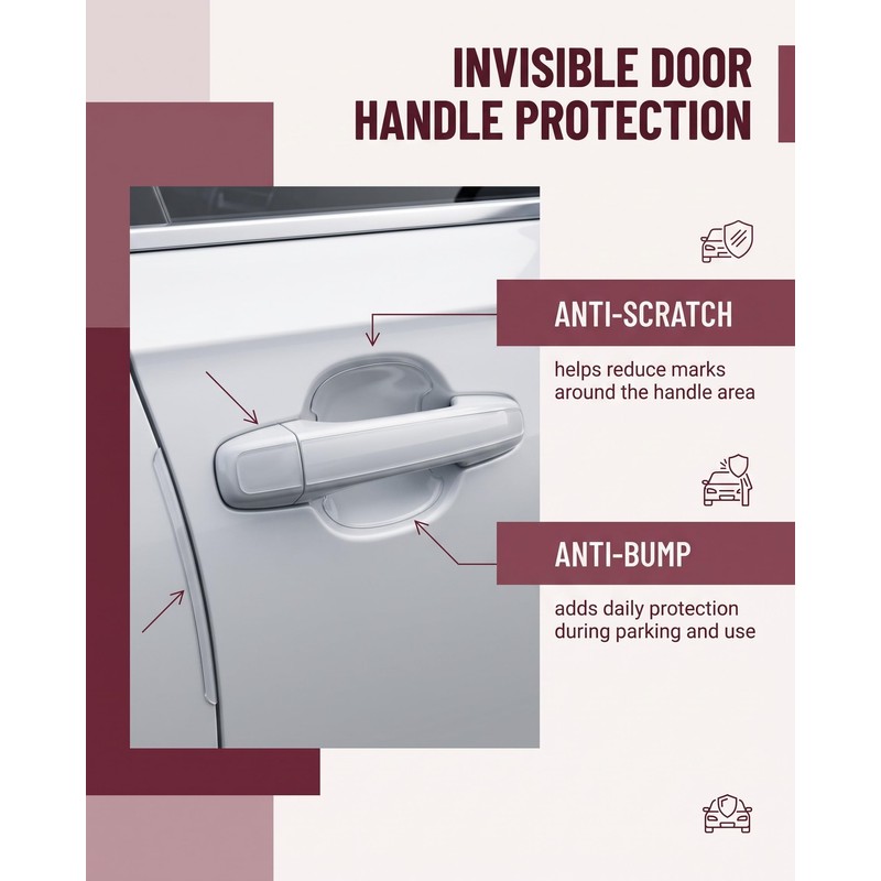 RAMGLYO Car Door Handle Protection Film, Pack of 8 Transparent