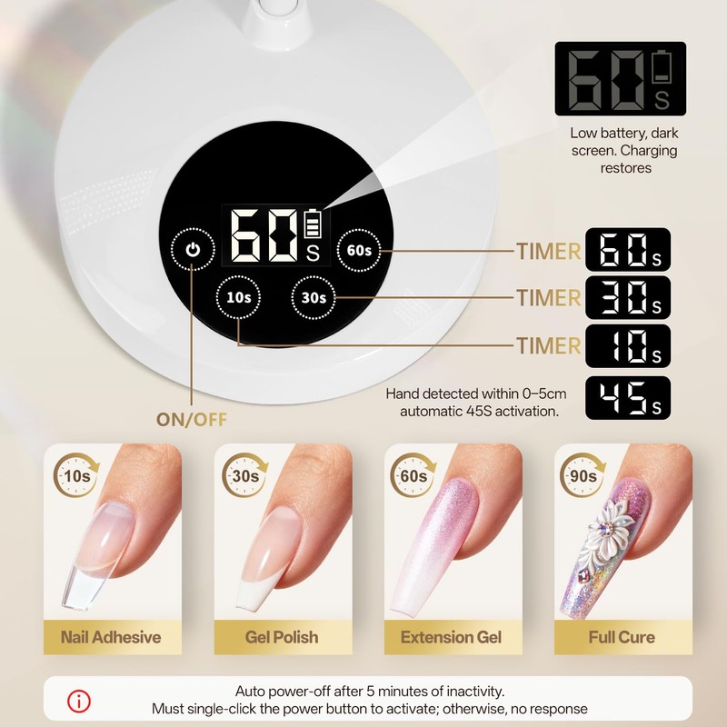 AORAEM UV Nail Lamp, LED Auto Sensor Yellow Light Gooseneck