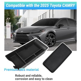 Sinminou Center Console Organizer Compatible with 2025 Toyota Camry Accessories, Armrest Storage Box Glove Organizer Tray Secondary Insert Charging Zone Anti-Slip Mat with Sunglasses