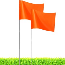 20Pack Orange Marking Flags, JIZHGRAD 13x4x5 Inch Marker Flags Use for Yard & Lawn, Boundary & Dog Training, Survey & Landscape, Sprinkler & Surveyor, Garden & Construction, High Visibility, Sturdy, Versatile, UV & Weather Resistant