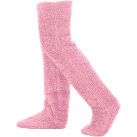 KYAOBEY Snugglepaws Sock Slippers, Snuggle Paws Thigh High Socks, Teddy Legs Long Socks Cozy Fuzzy Socks Soft Thick Warm Home (Pink)