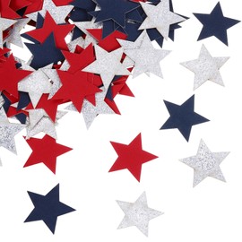 sourcing map 200Pcs Star Confetti Glitter Confetti Table Confetti Decor for Party Wedding Festival Decorations,1.2x1.2Inch,Silver, Red, Dark Blue