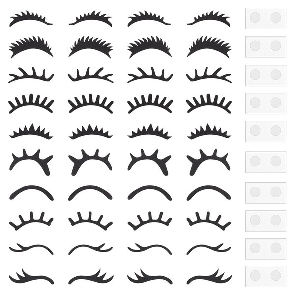 FINGERINSPIRE Set of 20 Eyelash Patches, 10 Styles, Black Eyelashes,