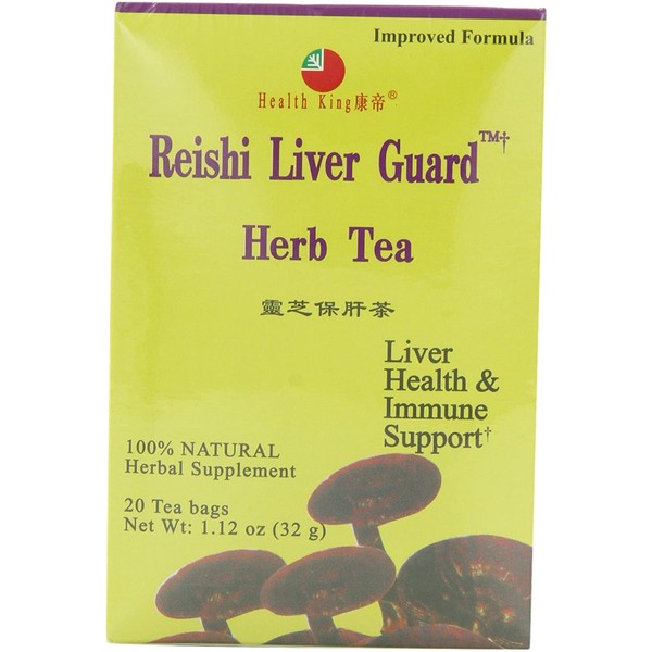 Health King Reishi Liver Guard Herb Tea, Teabags, 20-Count Box (Pack of 4)