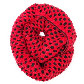 Wrapables Dottie Infinity Acrylic Knit Scarf Winter Circle Scarf, Red/Black