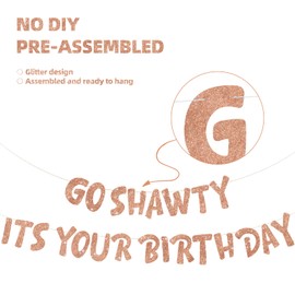 BEISHIDA Rose gold Go Shawty It's Your Birthday Banner,NO DIY,Hip Hop Theme Happy Birthday Banner,21st, 30th, 40th, 50th, 60th, 70th Birthday Decorations,Birthday Party Supplies and Gifts