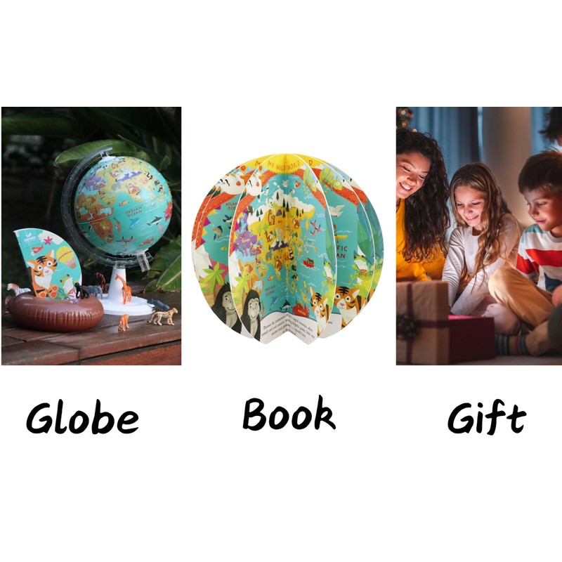 EXERZ 20 cm Globe with Book "My Wild World" 16