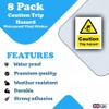 8-Pack Caution Trip Hazard Vinyl Sticker Sign Waterproof & UV-Resistant,