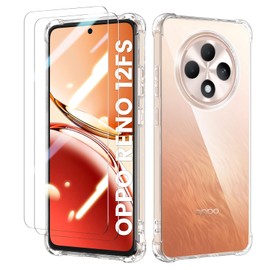 Doeshine for OPPO Reno 12 FS/ 12F Case, 2 Pack HD Screen Protector, Transparent Soft TPU Silikon Slim Thin Cover Bumper Shockproof Military Full Protection Case for OPPO Reno 12 FS 4G/5G (Clear)