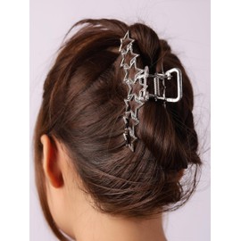 Sacina 2PCS Gothic Punk Metal Hair Clips – Star & Heart Shape Claw Clips for Women Girls, Zinc Alloy Large Hair Accessories for Goth Emo Y2K Aesthetic