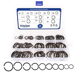Fasttend GB895.2 Î¦10-Î¦26 Retainer Clip 65Mn Shaft Steel Wire Ring Snap Ring Set,Bearing Stop Ring Assortment Kit,Round Wire Snap Rings for Shafts,120Pcs