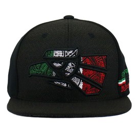 CHL Trading Mexican Hat Aztec Hecho En Mexico Flag Eagle Aguila Cotton Snapback Flat Bill Baseball Cap, Large-X-Large, Black