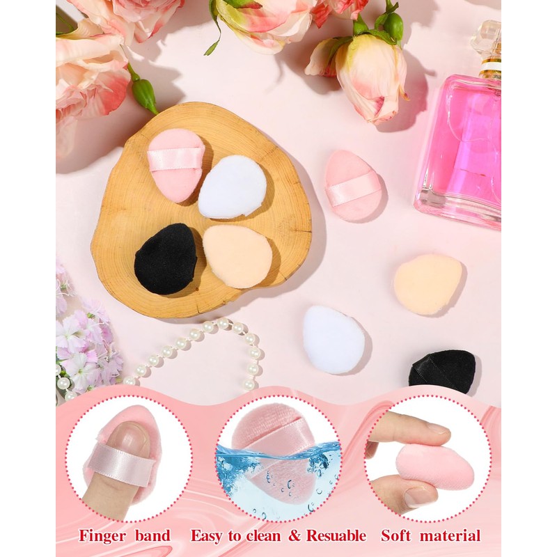 8 PCS Mini Powder Puff, Velour Finger Setting Powder Puffs