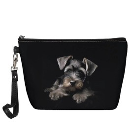 SANNOVO Cute Corgi Print Travel Makeup Dog Cosmetic Pouc Purse Holiday Gift For Women, Schnauzer-Black, One Size