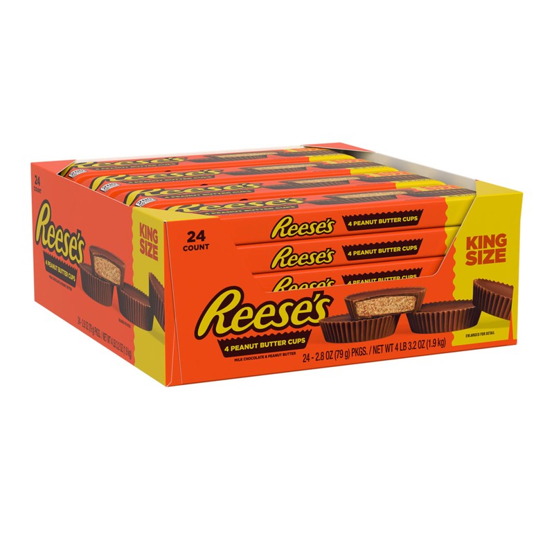 REESE'S Milk Chocolate King Size Peanut Butter Cups, Candy Packs,
