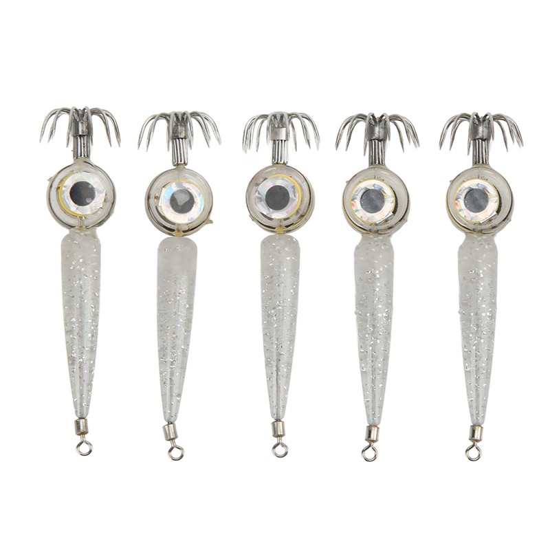 5pcs LED Octopus Hook Strong Penetration High Carbon Steel Electronic
