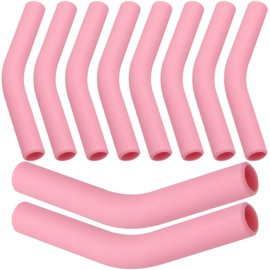 HINZIC 10Pcs Metal Straw Silicone Tips 5/16 IN Wide(8mm Outer Diameter) Food Grade Rubber Straw Covers Flex Elbow Straws Replacement Tip for Stainless Steel Metal Straws - Pink