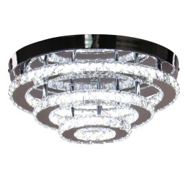 Crystal Ceiling Light Fixture 6000K Flush Mount Crystal Chandelier Modern LED Kitchen Light FixtureShade  color: Cool white, Design Style: Modern, Lamp Power(W): 42, Number of Lights: LED