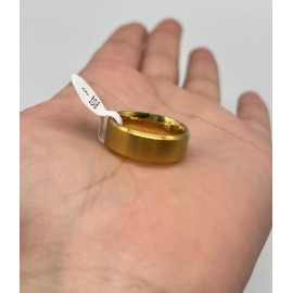 Trendy Beveled Solid Ring Stainless Steel IP Gold Minimalist Men Jewelry Size 9