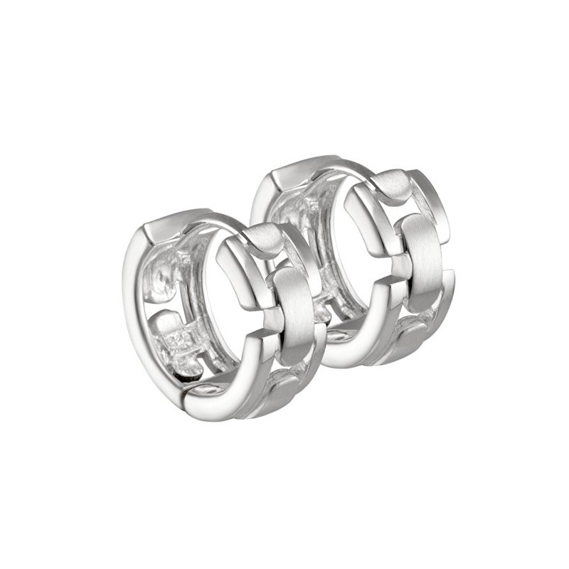 Vinani CRKG Folding Creole Earrings Matte Shiny Sterling Silver 925,