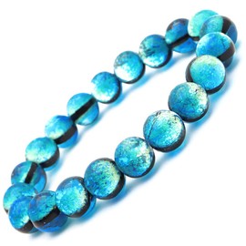 Gold Stone Luminous Hateruma Blue Firefly Glass Bracelet 0.4 inch (10 mm) Okinawa Hateruma Island Inner Diameter Approx. 8.3 inches (21 cm)