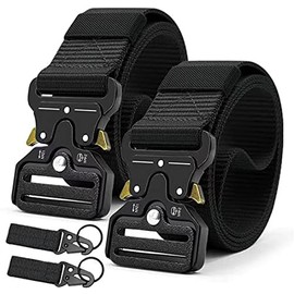 Doopai Tactical Belt Military Style Quick Release Metal Buckle 3.8 cm Heavy Duty Nylon for Men - 11 x two black belts, size: xl