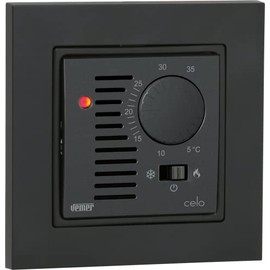 VEMER VE789401 CELO INT Heating Thermostat with Rotary Knob, Room Thermostat for Underfloor Heating, Thermostat with Mounting on Flush-Mounted Box, Power Supply 230 V, Grey/White