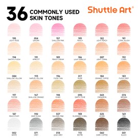 Shuttle Art 36 Skin Tone Colouring Pencils Set, Skin Colour Coloured Pencils for Adult Colouring, Soft Core Colour Pencils, Drawing Art Pencils for Kids Artists Beginners Drawing Colouring Sketching